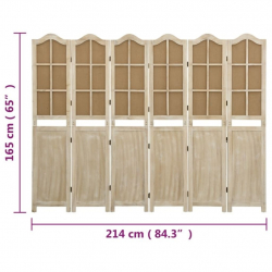 Parawan 6-panelowy, brązowy, 214x165 cm, tkanina