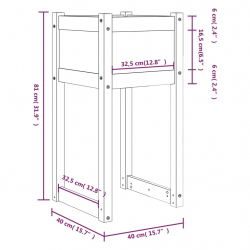 Donice, 2 szt., czarny, 40x40x81 cm, lite drewno sosnowe