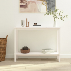 Stolik konsolowy, biały, 110x40x80 cm, lite drewno sosnowe