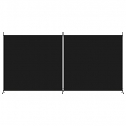 Parawan 2-panelowy, czarny, 348 x 180 cm, tkanina