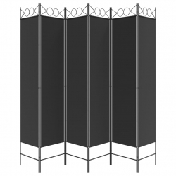 Parawan 6-panelowy, czarny, 240x200 cm, tkanina