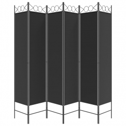 Parawan 6-panelowy, czarny, 240x200 cm, tkanina