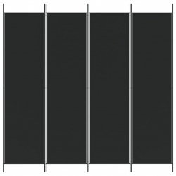 Parawan 4-panelowy, czarny, 200x200 cm, tkanina