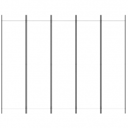 Parawan 5-panelowy, biały, 250x200 cm, tkanina