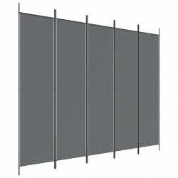 Parawan 5-panelowy, antracytowy, 250x200 cm, tkanina