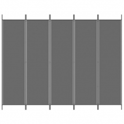 Parawan 5-panelowy, antracytowy, 250x200 cm, tkanina
