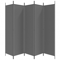 Parawan 5-panelowy, antracytowy, 250x200 cm, tkanina