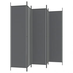 Parawan 5-panelowy, antracytowy, 250x200 cm, tkanina