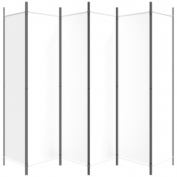 Parawan 6-panelowy, biały, 300 x 200 cm, tkanina