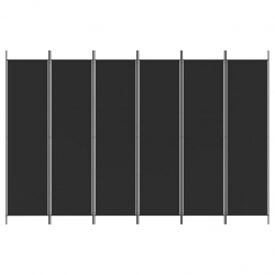 Parawan 6-panelowy, czarny, 300x200 cm, tkanina