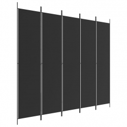Parawan 5-panelowy, czarny, 250x220 cm, tkanina