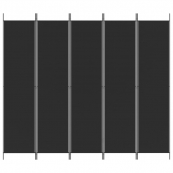Parawan 5-panelowy, czarny, 250x220 cm, tkanina