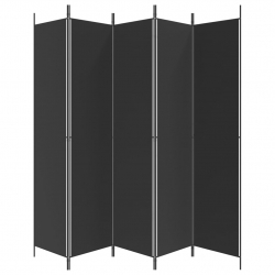 Parawan 5-panelowy, czarny, 250x220 cm, tkanina
