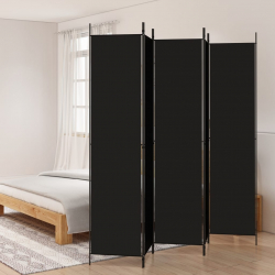 Parawan 5-panelowy, czarny, 250x220 cm, tkanina