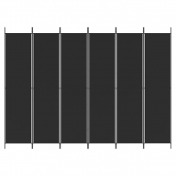 Parawan 6-panelowy, czarny, 300x220 cm, tkanina