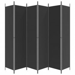 Parawan 6-panelowy, czarny, 300x220 cm, tkanina