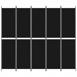 Parawan 5-panelowy, czarny, 250x220 cm, tkanina