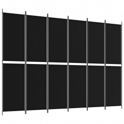 Parawan 6-panelowy, czarny, 300x220 cm, tkanina