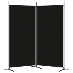Parawan 2-panelowy, czarny, 175x180 cm, tkanina