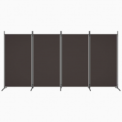 Parawan 4-panelowy, brązowy, 346x180 cm, tkanina