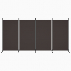 Parawan 4-panelowy, brązowy, 346x180 cm, tkanina