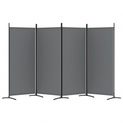 Parawan 4-panelowy, antracytowy, 346x180 cm, tkanina