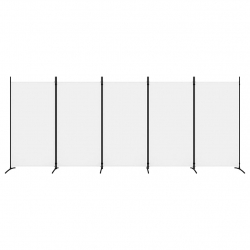 Parawan 5-panelowy, biały, 433x180 cm, tkanina