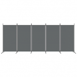 Parawan 5-panelowy, antracytowy, 433x180 cm, tkanina