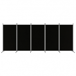 Parawan 5-panelowy, czarny, 433x180 cm, tkanina