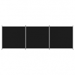 Parawan 3-panelowy, czarny, 525x180 cm, tkanina