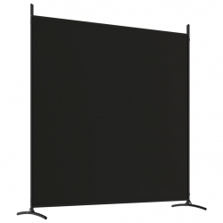 Parawan 3-panelowy, czarny, 525x180 cm, tkanina