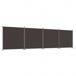 Parawan 4-panelowy, brązowy, 698x180 cm, tkanina