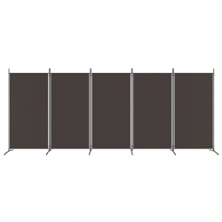 Parawan 5-panelowy, brązowy, 433x180 cm, tkanina