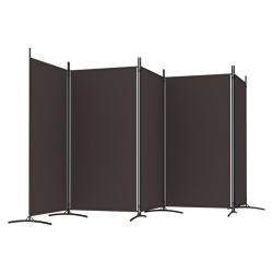 Parawan 5-panelowy, brązowy, 433x180 cm, tkanina