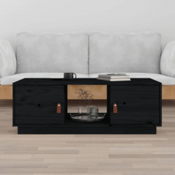 Stolik kawowy, czarny, 100x50x35 cm, lite drewno sosnowe