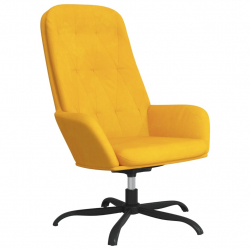 Fotel wypoczynkowy z podnóżkiem, musztardowy, obity aksamitem