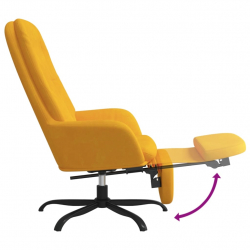 Fotel wypoczynkowy z podnóżkiem, musztardowy, obity aksamitem