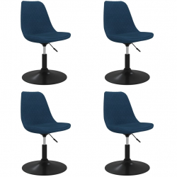 Obrotowe krzesła stołowe, 4 szt., niebieskie, obite aksamitem