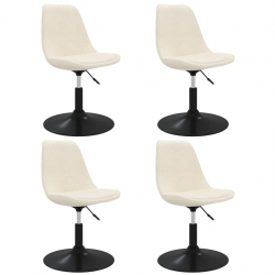 Obrotowe krzesła stołowe, 4 szt., kremowe, obite aksamitem