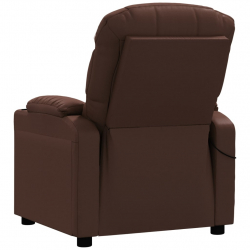 Fotel masujący, brązowy, sztuczna skóra