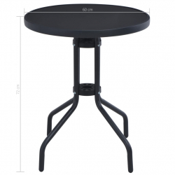 Stolik ogrodowy, czarny, 60 cm, stal i szkło
