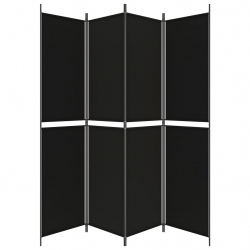 Parawan 4-panelowy, czarny, 200x220 cm, tkanina
