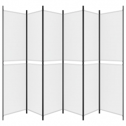 Parawan 6-panelowy, biały, 300x220 cm, tkanina