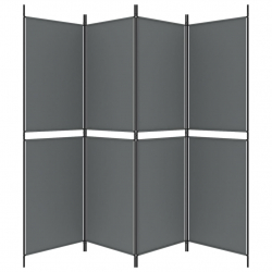 Parawan 4-panelowy, antracytowy, 200 x 180 cm, tkanina