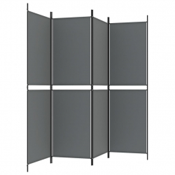 Parawan 4-panelowy, antracytowy, 200 x 180 cm, tkanina