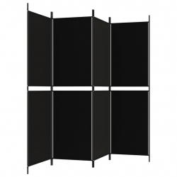 Parawan 4-panelowy, czarny, 200 x 180 cm, tkanina