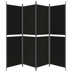 Parawan 4-panelowy, czarny, 200 x 180 cm, tkanina