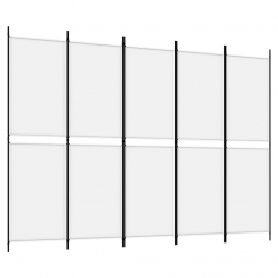 Parawan 5-panelowy, biały, 250 x 180 cm, tkanina