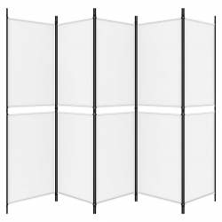 Parawan 5-panelowy, biały, 250 x 180 cm, tkanina