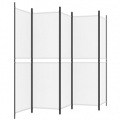 Parawan 5-panelowy, biały, 250 x 180 cm, tkanina